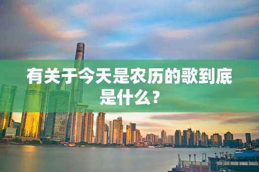 有关于今天是农历的歌到底是什么？
