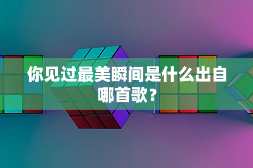你见过最美瞬间是什么出自哪首歌？