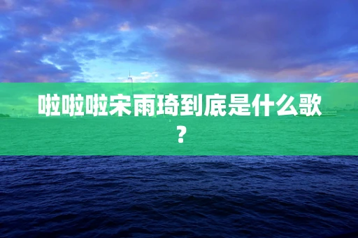 啦啦啦宋雨琦到底是什么歌？