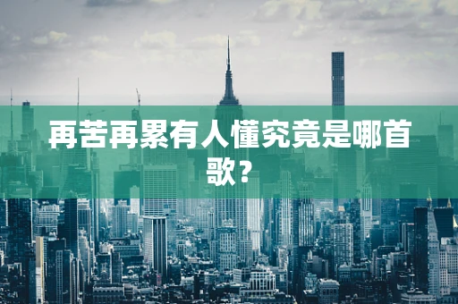再苦再累有人懂究竟是哪首歌？