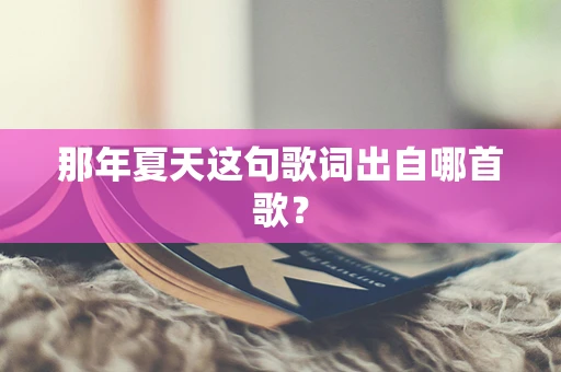 那年夏天这句歌词出自哪首歌？
